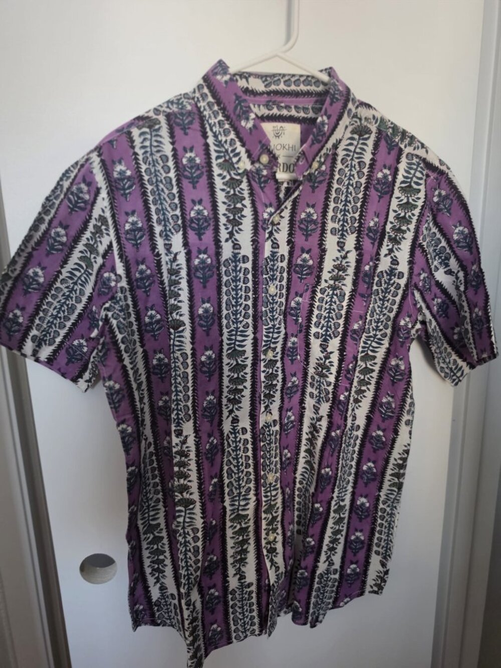 Anokhi x Kardo Purple Block Print Shirt NWT M